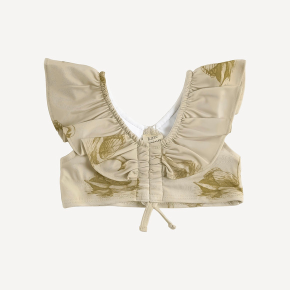 NWT Kate Quinn Ruffle Crop Swim Suit Set Bikini Fennel Swan 3-6m - Picture 2 of 2